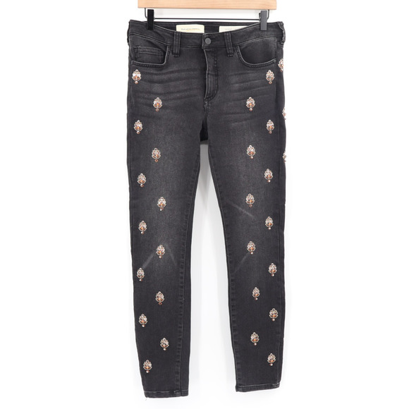Anthropologie Pilcro Letter Press Black Embellished Jewels Jeans Sz 28 - Picture 2 of 12